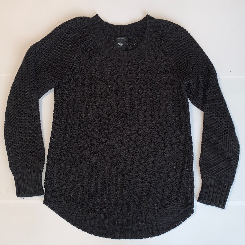 Calvin Klein Jeans Thick Knit Black Sweater Size Medium